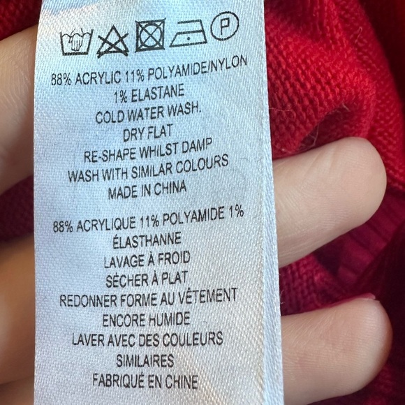 French Connection Red Turtleneck Embroidered "Lover" Sweater Size Medium - Picture 6 of 7